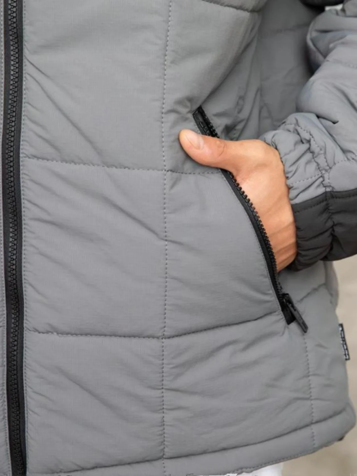 

Men's Cotton Jaet S Size Hooded Patchwork Color Zipper ket Elastic Cuff Warm Comfortable Winter Faion Urban Sle