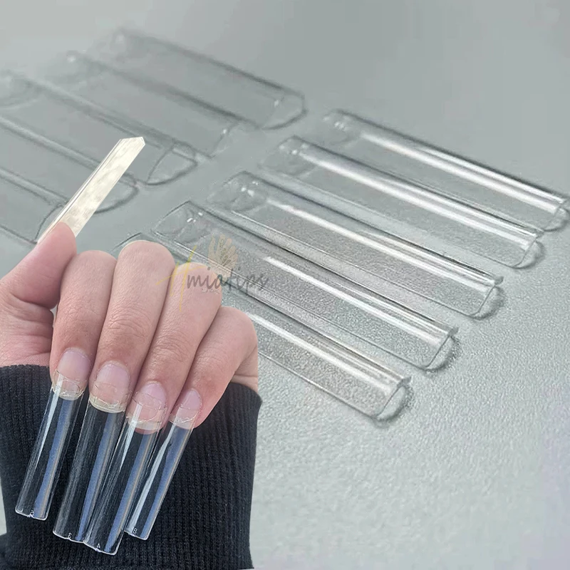 Non C-Curve 2XL Long Acrylic Flat Square Nail Tips Transparent Coffin Straight Half Cover False Nails Tip Manicure Tool