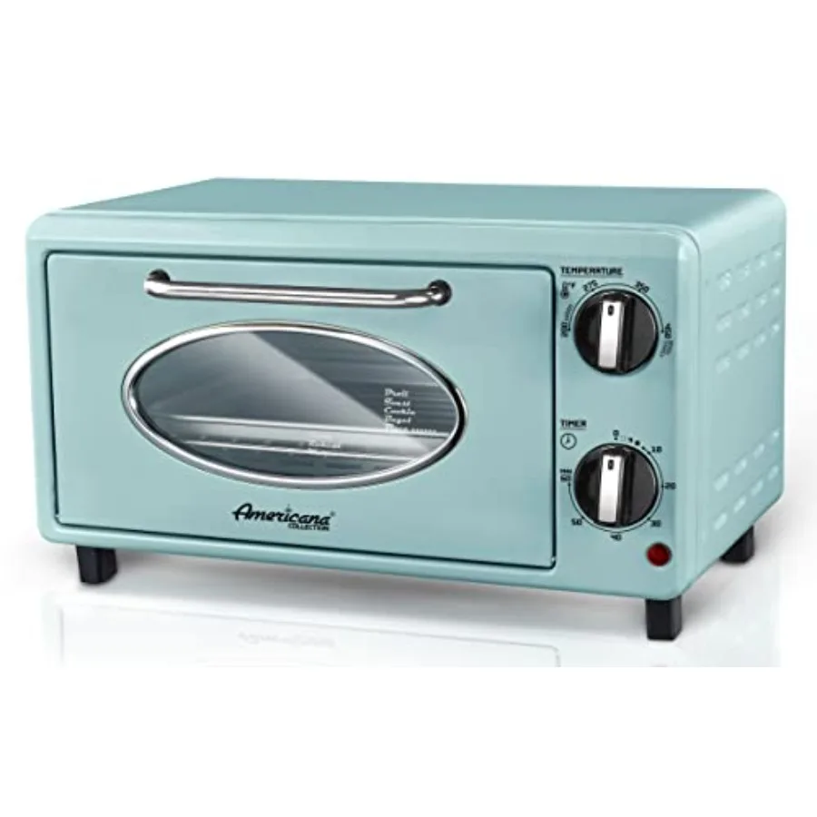 

Americana Collection ETO147M Diner 50s Retro Countertop Toaster Oven Bake Toast Fits 8 Pizza Temperature Control Adjustable 60-