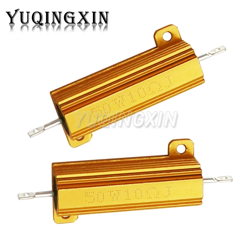 50W 100W Aluminum Power Metal Shell Case Wirewound Resistor 0.01R - 100K 1 4 6 8 10 20 200 500 1K 10K ohm resistance RX24