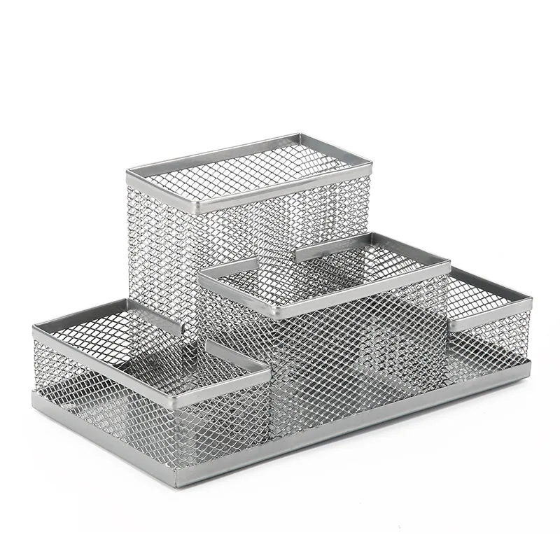 Desktop office supplies Multi-functional pen holder Wire mesh creative combination Stationery pen holder Medium high combination