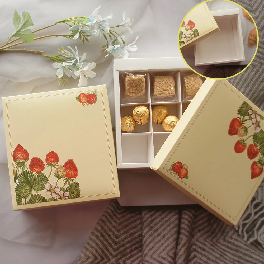

18.7*20*5.3cm 10set Green Strawberry Valentine Chocolate Paper Box Wedding Christmas Birthday Candy Packaging