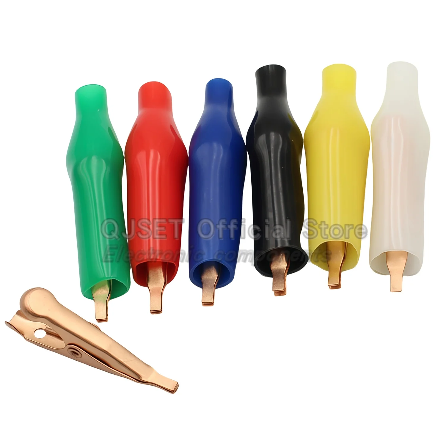 5 Stück 28 mm kleine flache Krokodilklemme aus reinem Kupfer, flache Clips, zahnlos, kleine Kupferklammern, Testklammern, Mantelklammer, Rot, Schwarz, 5 A