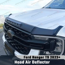 Matte Black Deflector Bonnet For Ford Ranger T9 2023 2024 2025 Wildtrak XLT XLS XL Sport Bonnet Guard ABS Hood Air Deflector