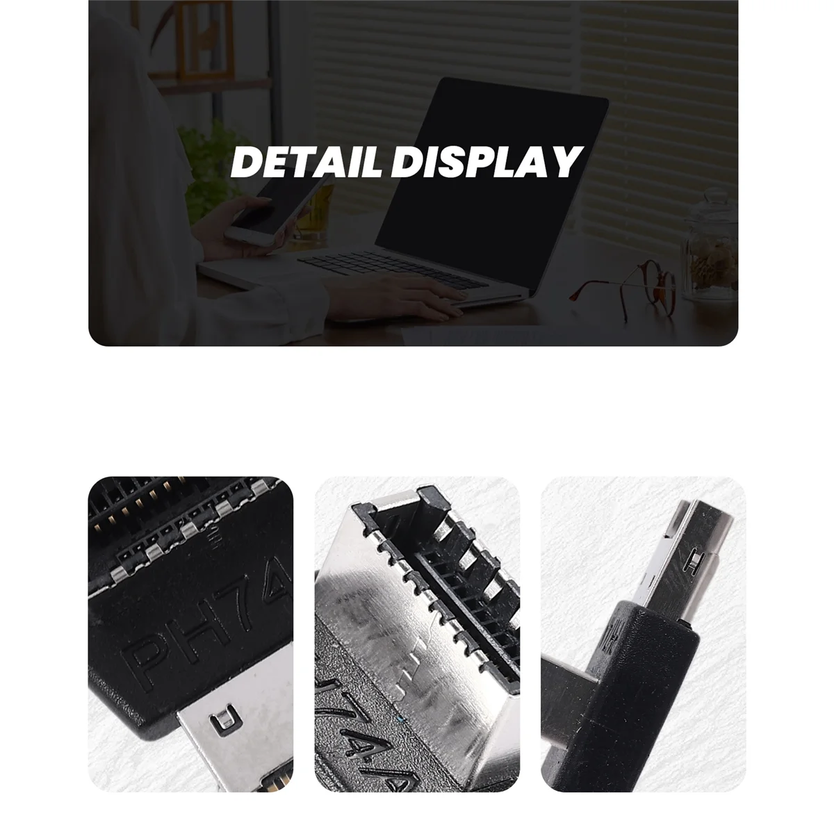 컴퓨터 마더보드 타입-E USB 3.1 타입-E 인터페이스, 90 도 스티어링 엘보 전면 타입-C 설치 어댑터 (PH74A)