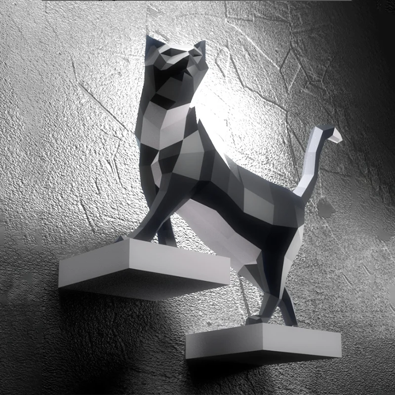 Climbing Cat Paper Model Origami 3D Papercraft Home Hallway Ornaments Room Decor Desk Decorations Art Handmade DIY Puzzles Toy