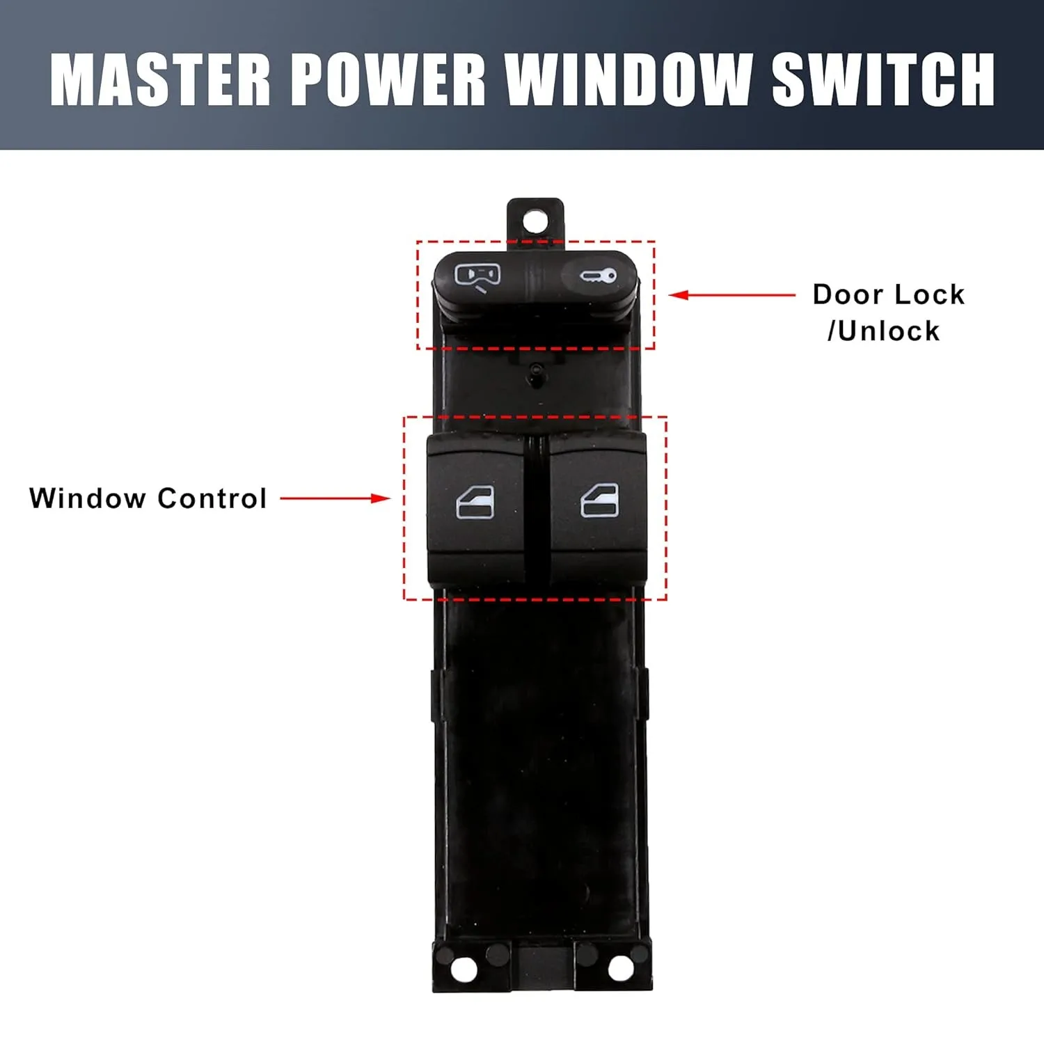 

1J3959857 Power Window Master Switch for VW Golf 4 MK4 GTI Bora Seat Leon Toledo 2-Door Twin Button Window Control Console