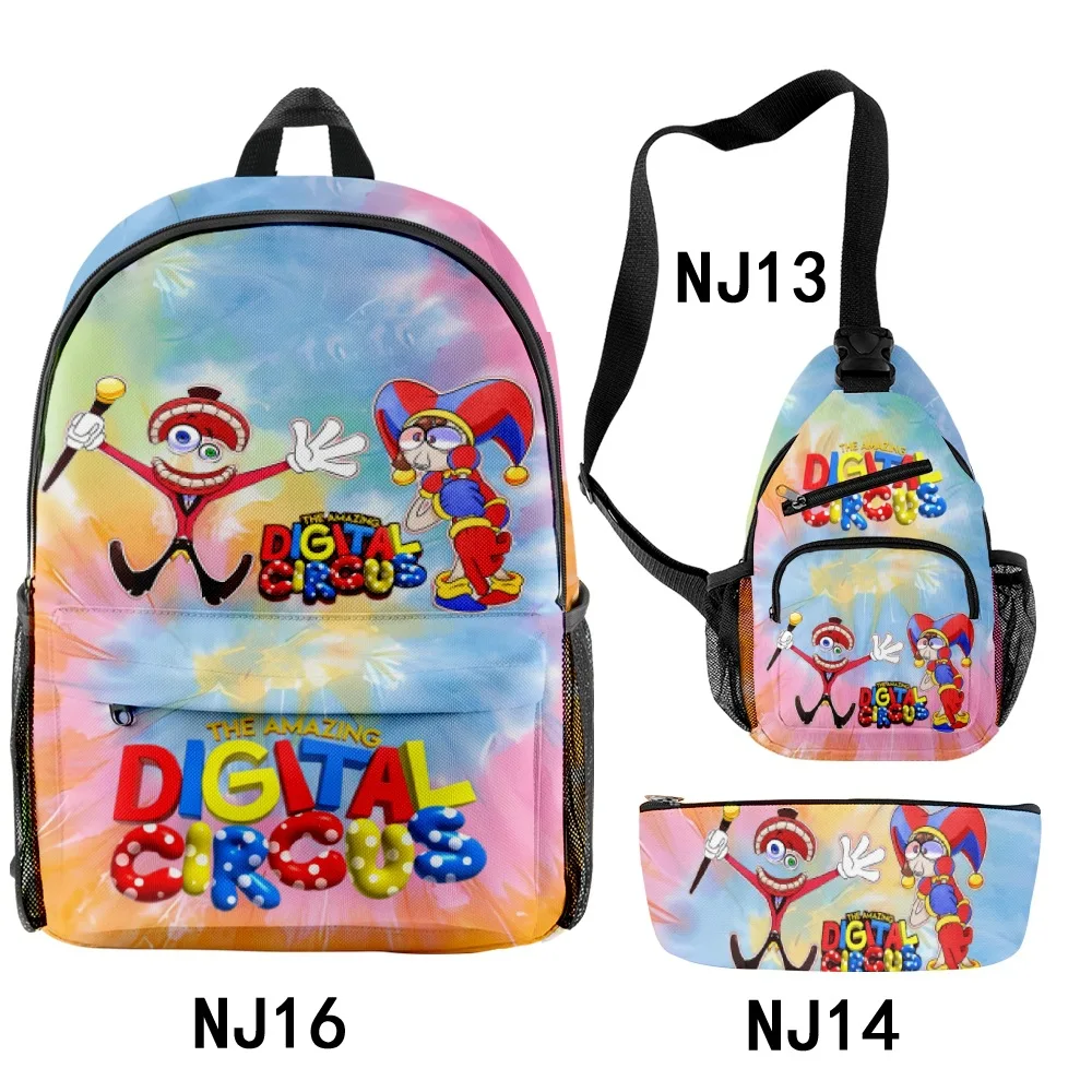 

Harajuku Novelty The Amazing Digital Circus 3D Printed 3pcs/Set pupil School Bags Travel Laptop Backpack Chest Bag Pencil Case