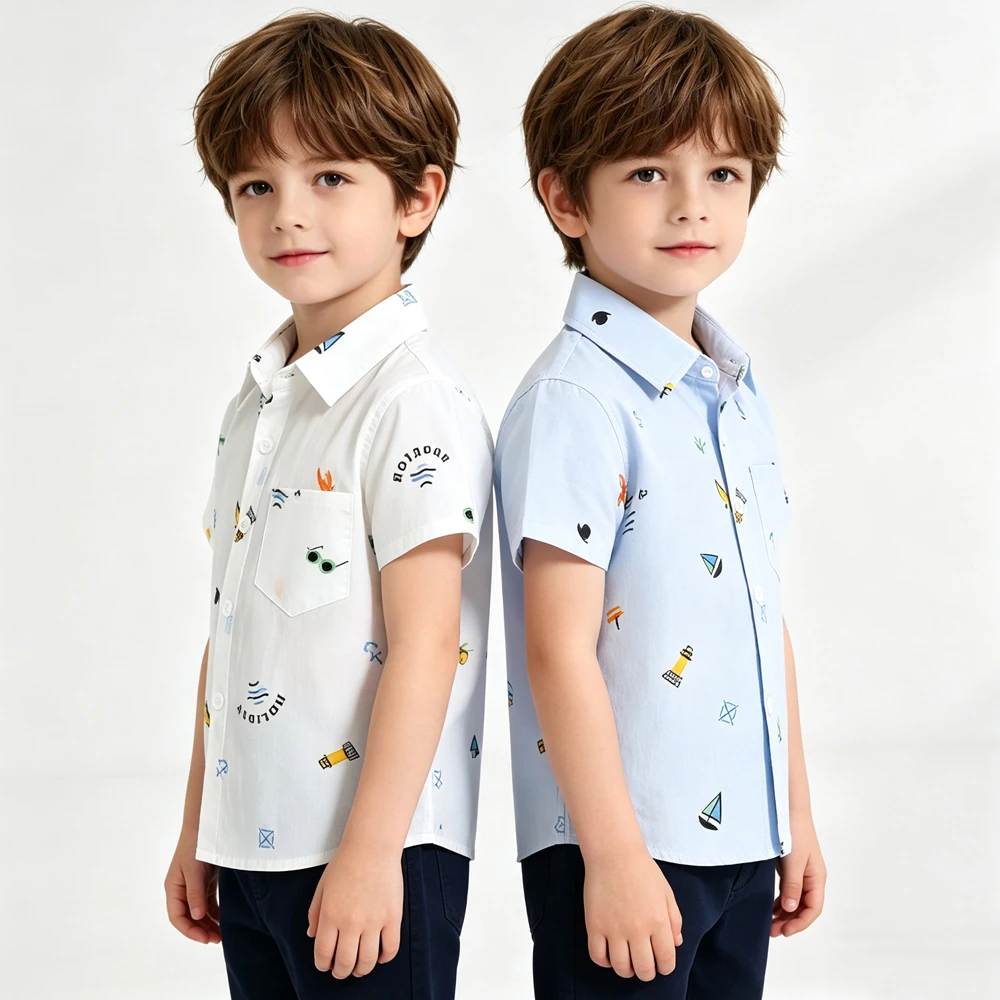 Baby Boy Shirt 12 to 18 Months Cotton 100% Summer Chidren's Boys Clothing Korean Shirt Kids Lapel Pocket Shirts Holiday Clothes