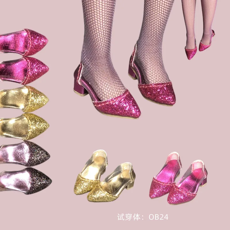 

BJD Doll Shoes Suitable for ob24 Blythe size pointy glitter Shoes High Heel Doll accessories