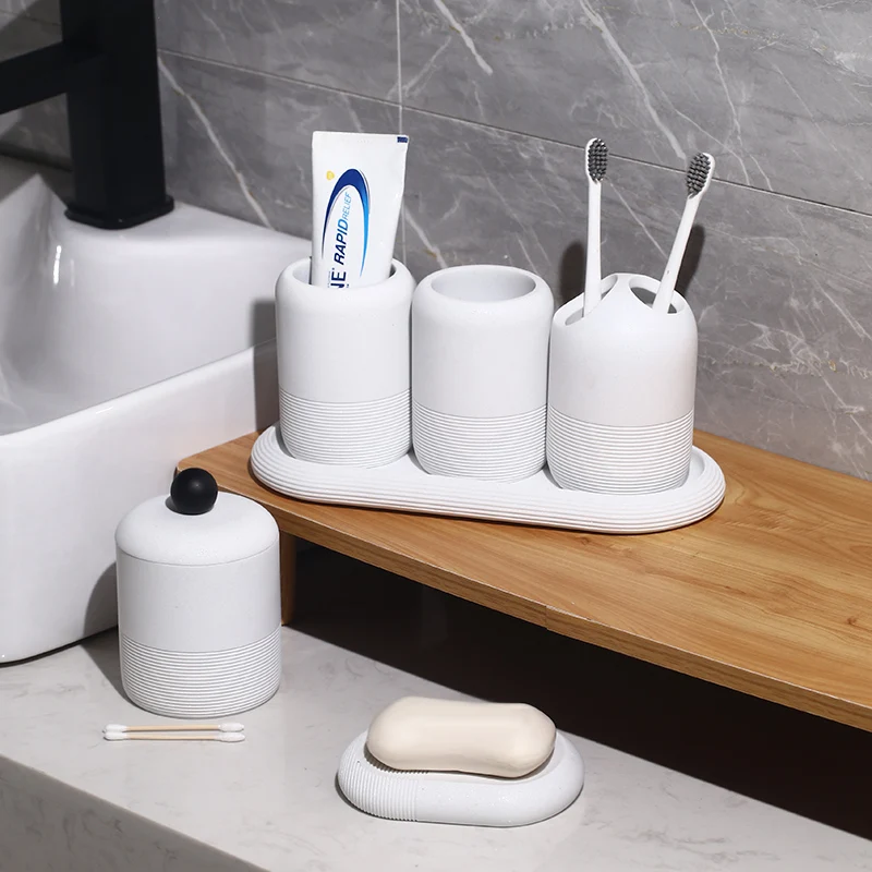 Simple Retro Toothbrush Cup Holder Mouthwash Cup Bathroom Accessories Hotel Bathroom Soap Dish Mouthwash Cup Storage Tray Modern