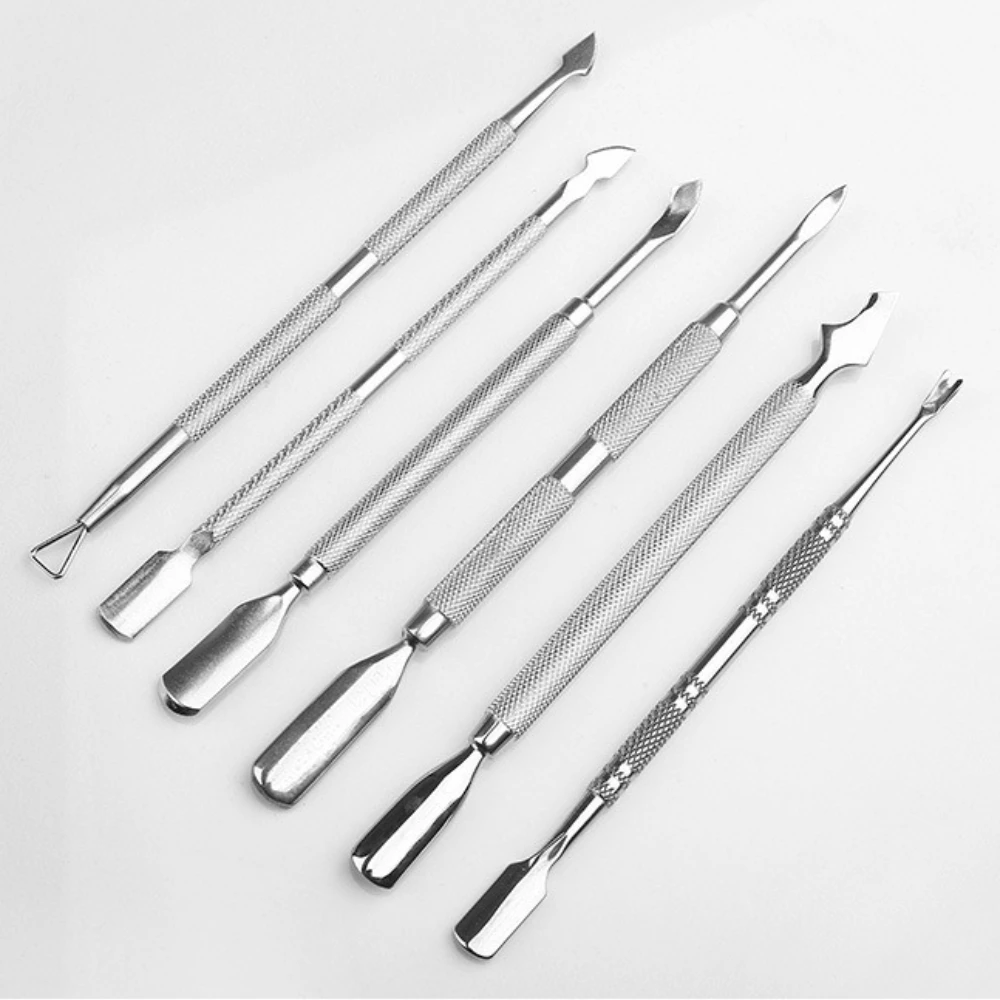 

1Pc Double Head Nail Cuticle Pushers Stainless Steel Dead Skin Exfoliating Remover Nails Glue Polish Cleaner Manicure Care Tools
