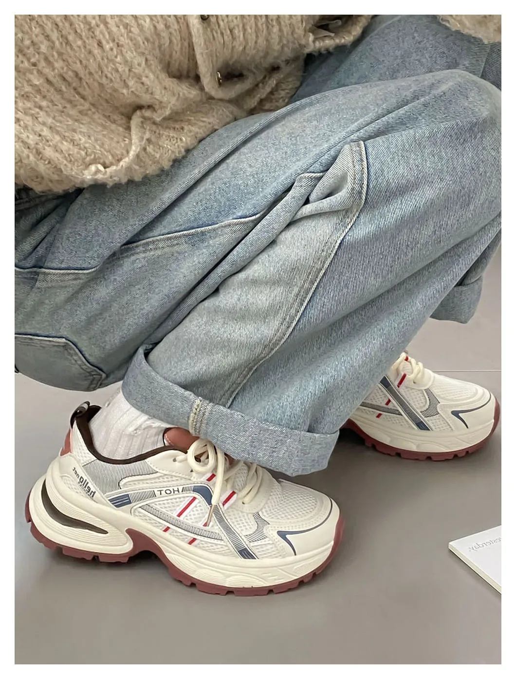 2024 Spring New Women Thick Sole Sports Outdoor Shoes Breathable Women Casual Shoes Lightweight/Comfortable Women Shoes 24-215