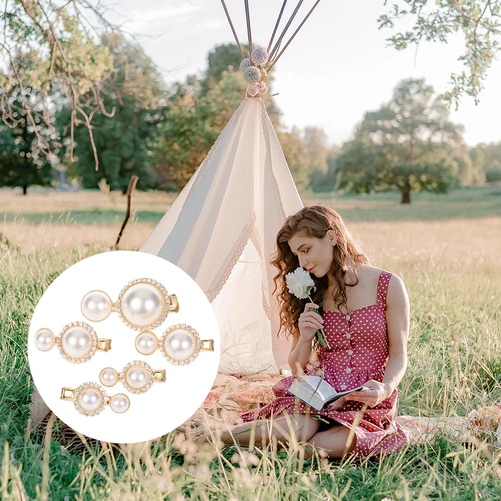 

5pcs Women Hairpin Small Pearl Clip Vintage Wedding Headdress Reusable Lightweight Unique Design Easy Carry Novelty Shape
