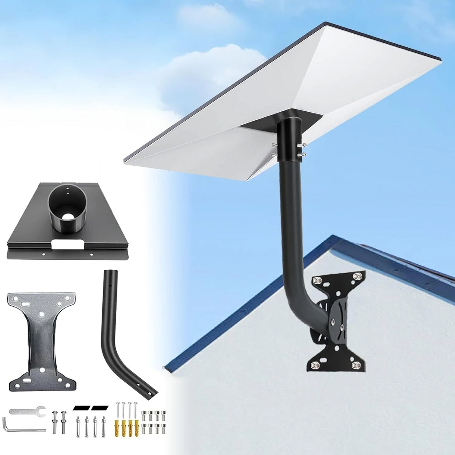 For Starlink Gen 3 Kit Bracket,For Starlink V3 Satellite Kit Pipe Adapter,Long Wall Mount Bracket Roof Top Exterior Mount