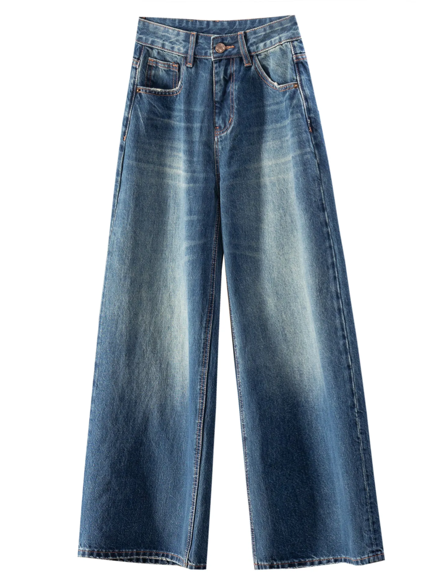 Old Order Pants Autumn Ark High Waist Embroidery 100 Cotton Wide Leg Jeans Women's 90M2