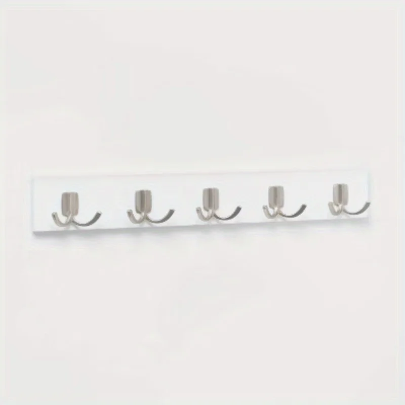 

5 Hook Bar Nickel/White - : Wall Mount Hook Rack, Cast Aluminum, Decorative Hat and Coat Rack