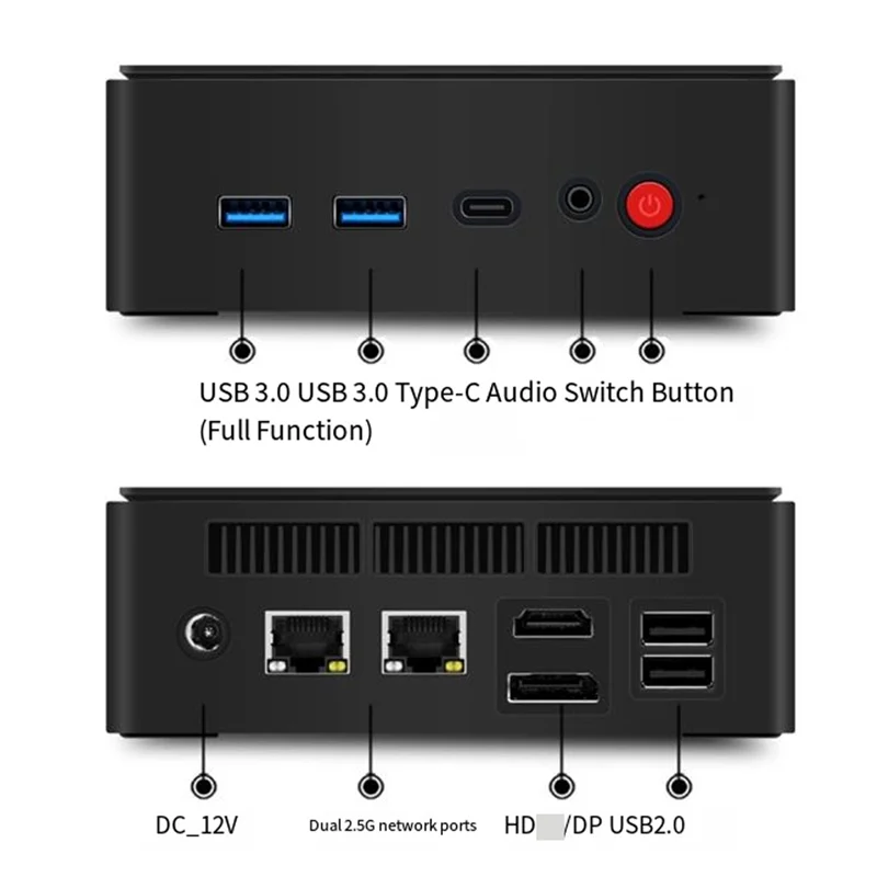 Mini computadora Terminal en la nube 2,5G Red dual Oficina Gaming Host Vice PC pequeña 8+ 128+ Wifi Enchufe de la UE