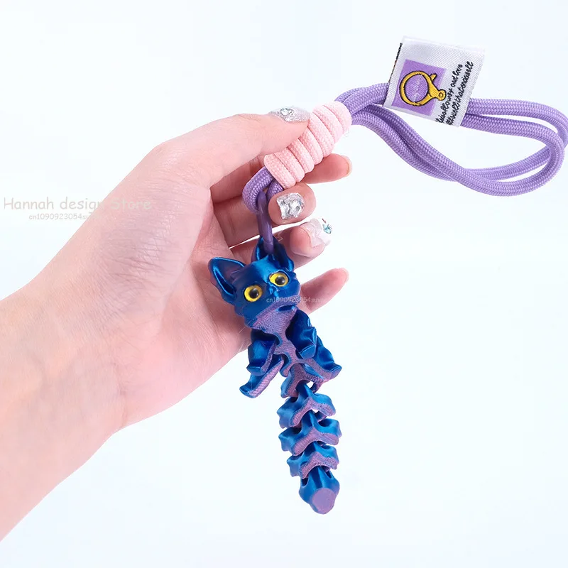 

3D печатная милая модель орнамента лисы с несколькими суставами, подвижные красивые глаза, подвесные веревочные брелки, подарки