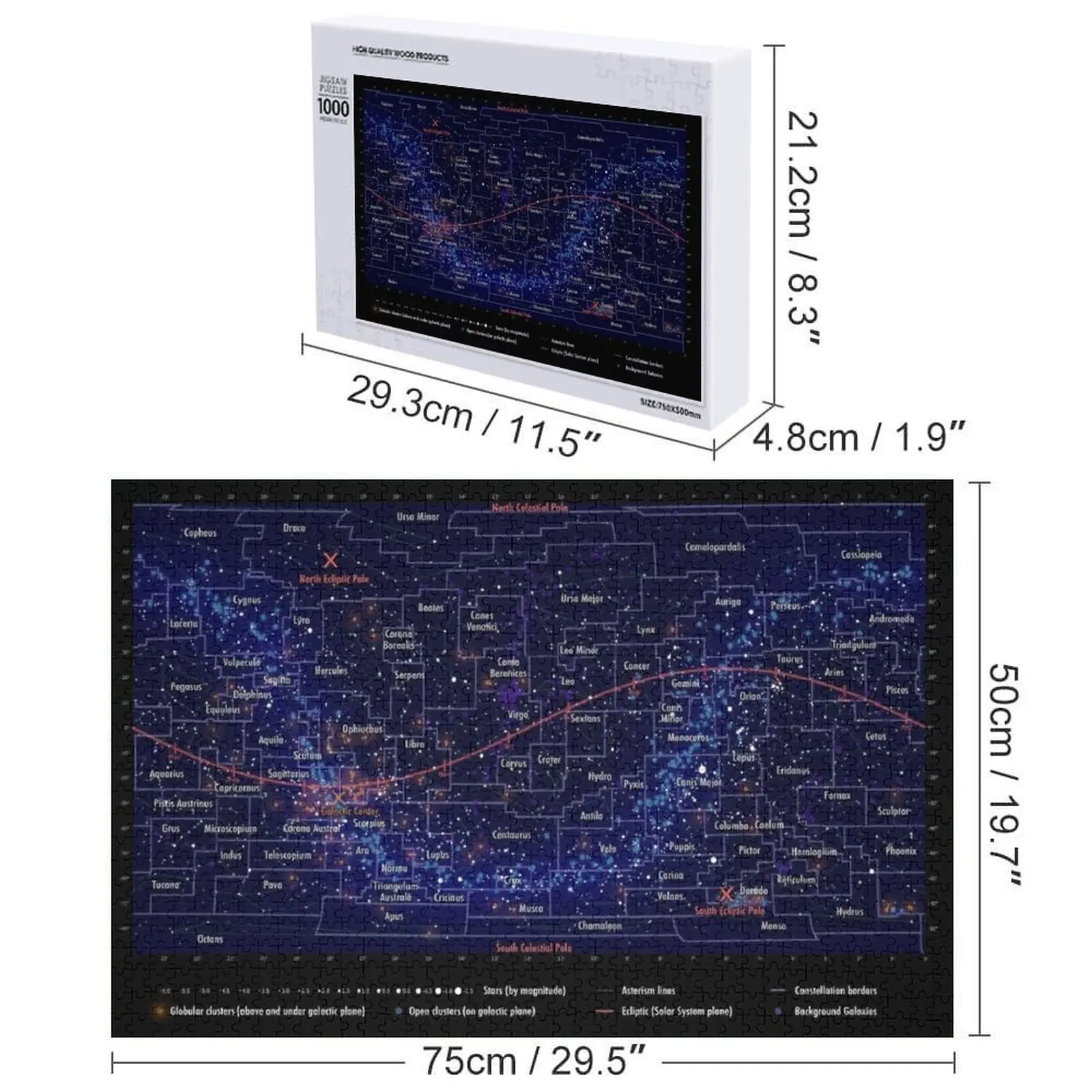 Rompecabezas portátil del mapa de la constelación madera adultos regalos personalizados foto rompecabezas