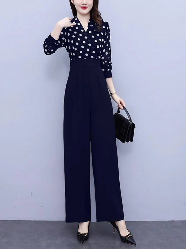 

Широкие брюки Ele: Новинка Весна 2026, элегантные длинные брюки с высокой талией из полиэстера, универсальные, модные, женский костюмный стиль