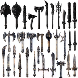 MOC Medieval Waffen Accessories Building Blocks Solider Knights Figures Shield Sword Halberd Axe Retro Style DIY Mini Brick Toys