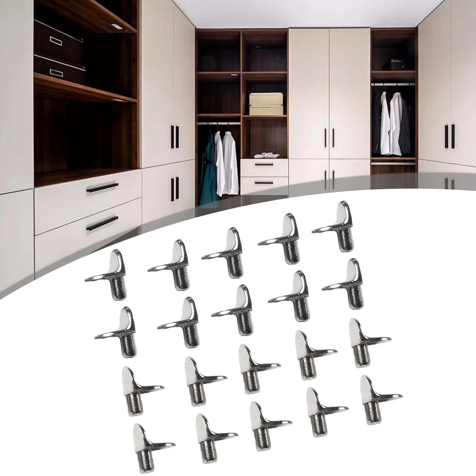 Shelf Support Studs 20pcs L-Shaped Metal Brackets for Cabinet Bookshelf Display Cupboard Wine Cabinet Closet Shelving Fixtures