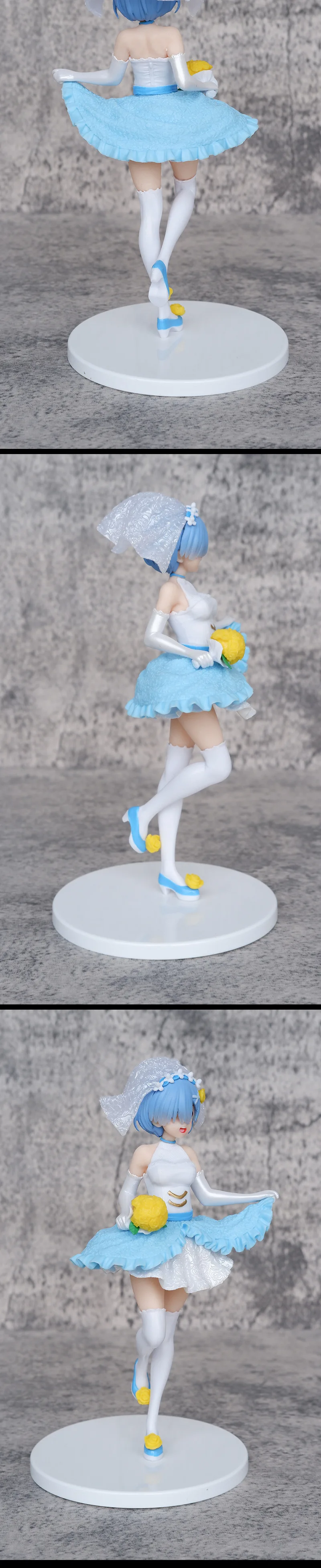 New 19cm Anime Wedding version Rem Standing posture Action Figure PVC Model Statue Toys Doll Desk Decor Collectible Gifts