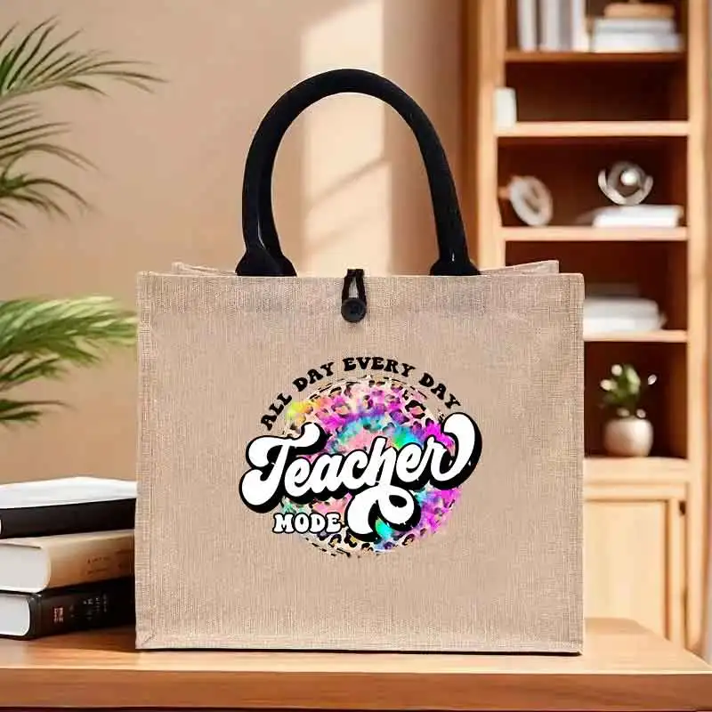 

Teachers Day Large Capacity Tote Bag Simple Printed Shoulder Bag Women's Casual Handbag for Travel Beach Shopping