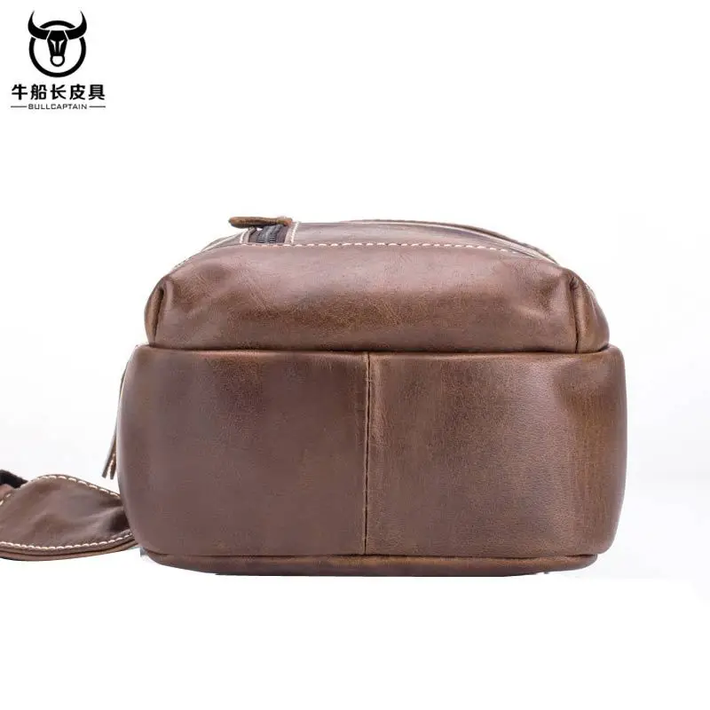 Bolso de pecho de cuero genuino para hombre, bandolera de hombro, informal, a la moda, 100%