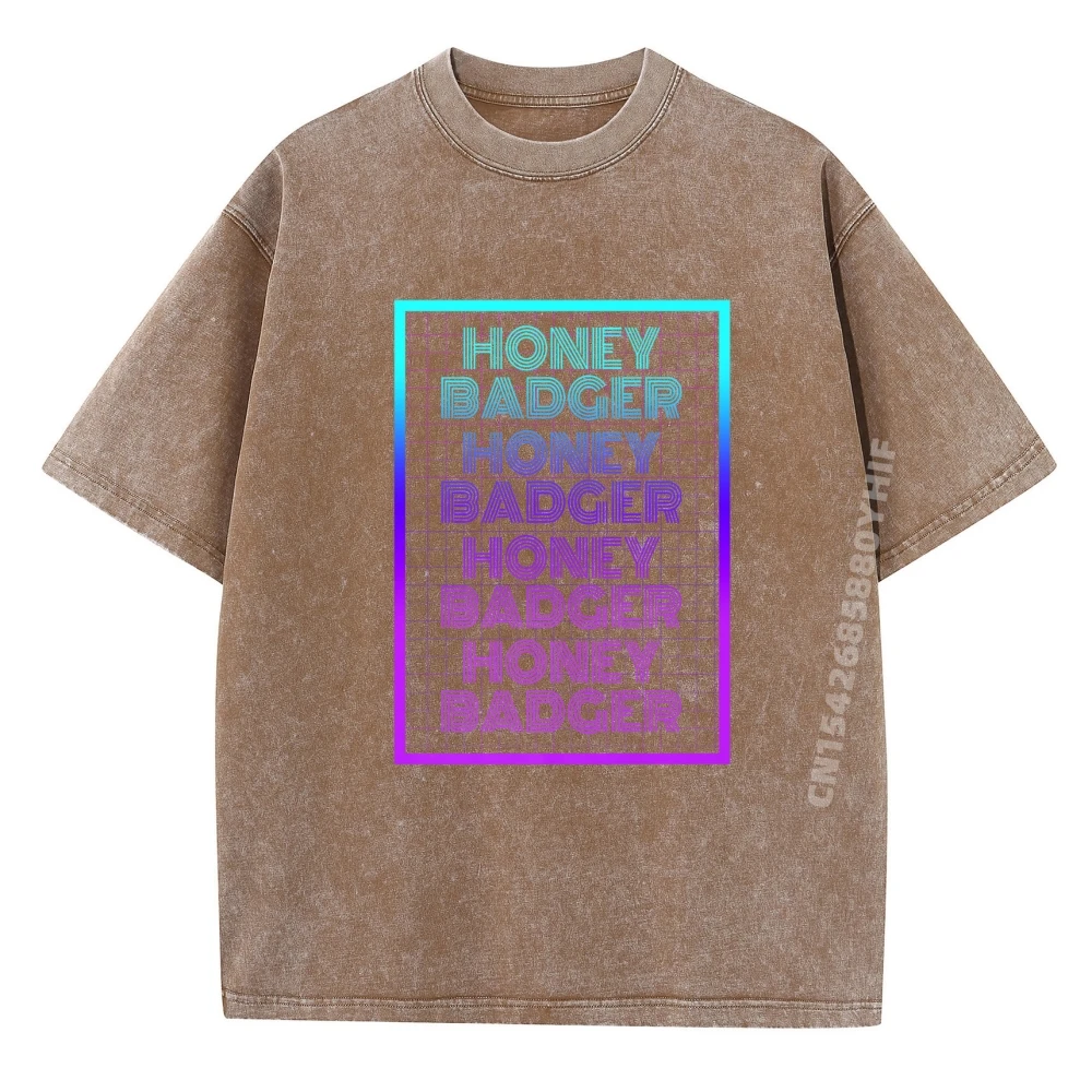 

Retro Honey Badger Giftshoney Badger Tops Discount Vintage Washed T-shirts Women Leisure Youth Printed Tees Loose