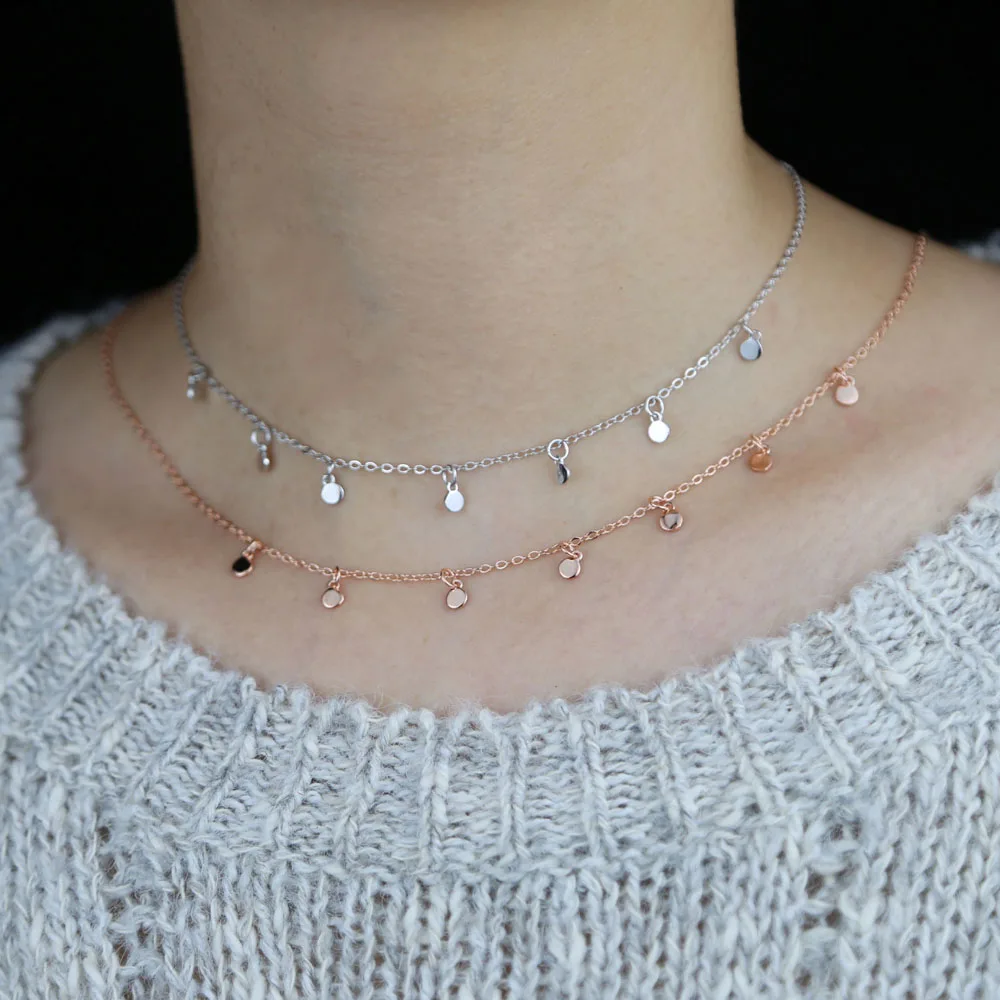 New arrived women lady short choker necklace with multi high polish round shape charm paved wedding necklace jewelry drop ship