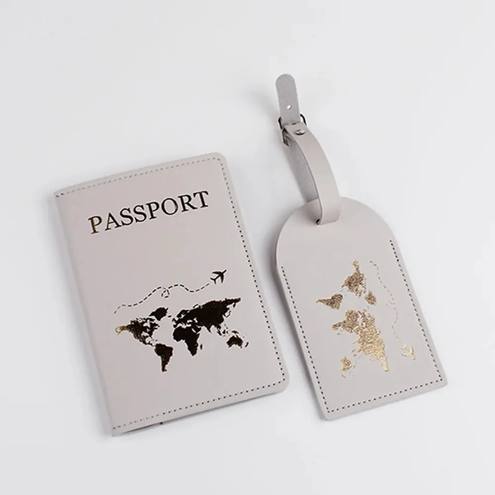 2 Teile/satz Passport Abdeckung Gepäck Koffer Tag Mit Name ID Karte Anti-verloren PU Leder Brieftasche Reise Zubehör Für flug Paare – Detail 10