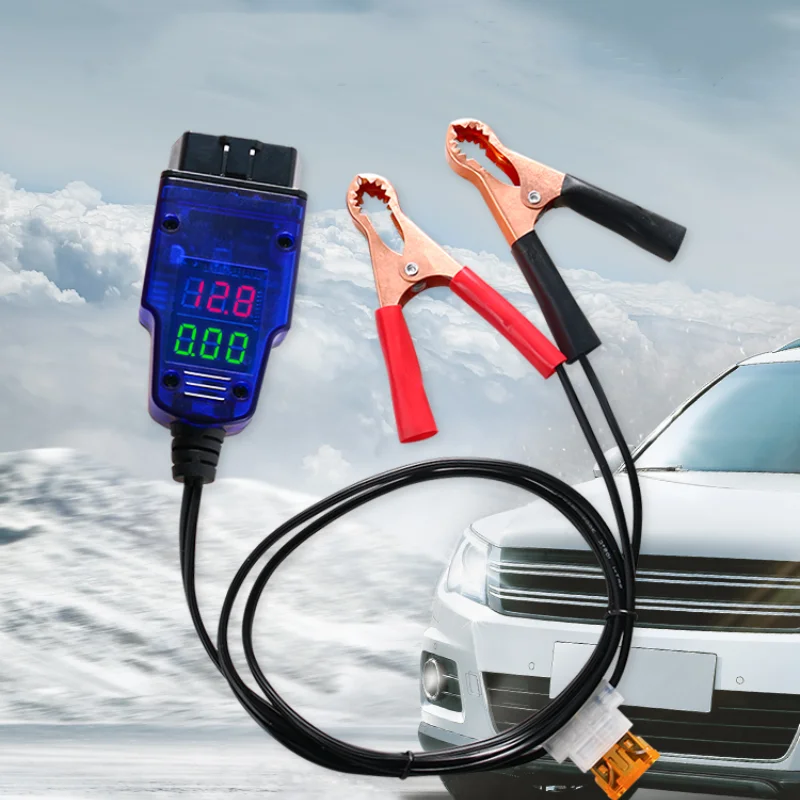 Carro ecu conector bateria ecu memória saver ferramenta de emergência plugue elétrico obd2 memória saver mostrar tensão corrente