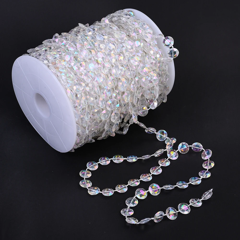 5 Meter Acryl-Perlenkettenrolle, transparente Perlenkette mit Kristallstruktur, geeignet für Weihnachtsbäume, Hochzeitsfeiern, Dekoration – Detail 5