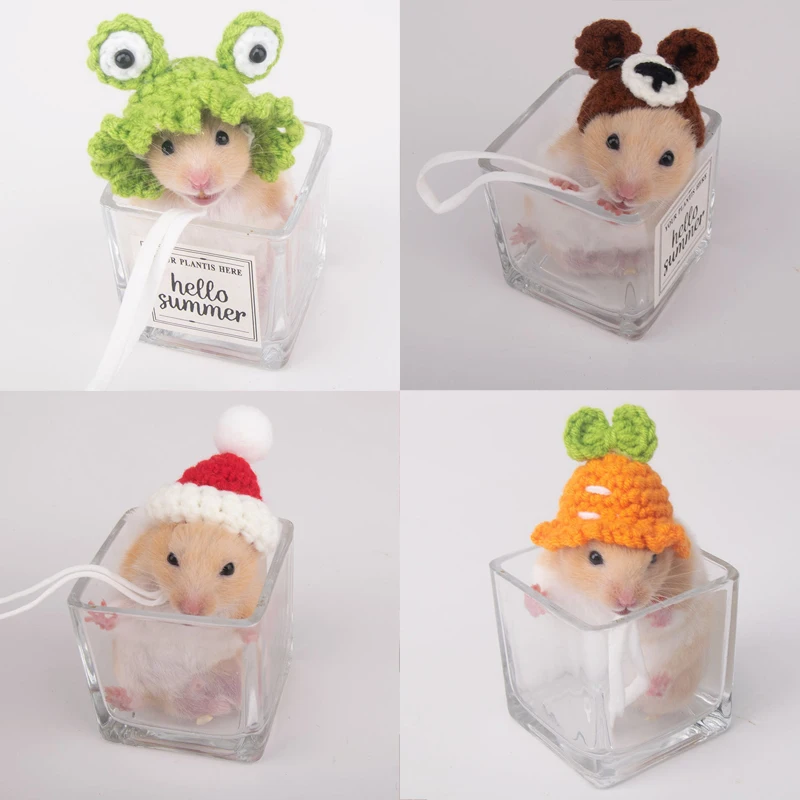 Handmade Knitted Hat Hamster Cute Headwear Chipmunk Guinea Pig Hamster Accessories Hamster Decor Small Pet Supplies