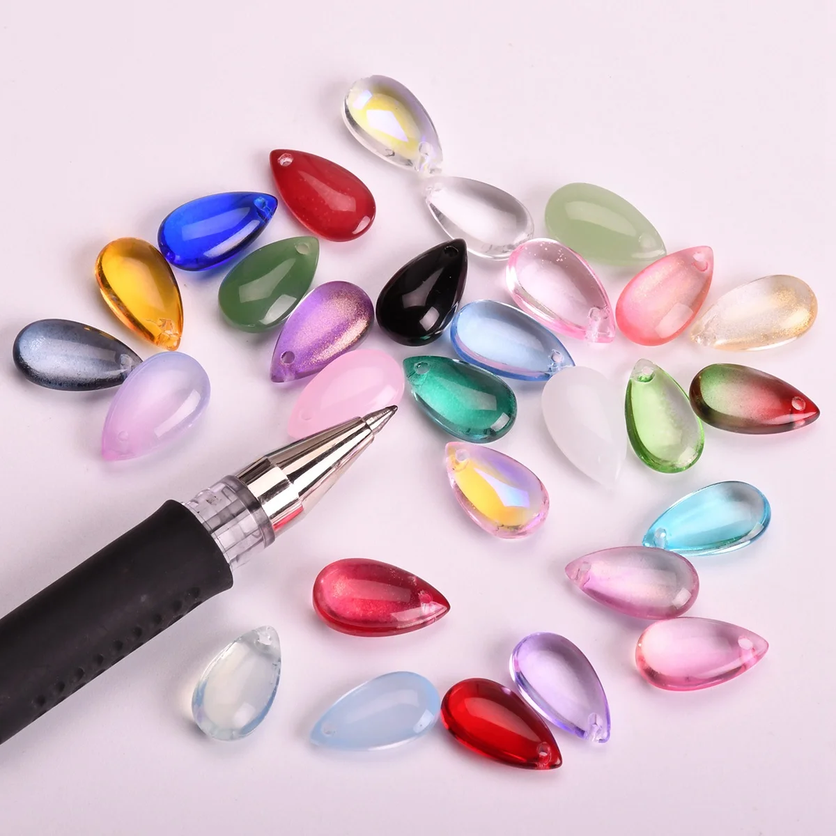 10pcs Teardrop Shape 14x8mm Top Drilled Crystal Glass Loose Pendants Beads For DIY Earring Jewelry Making