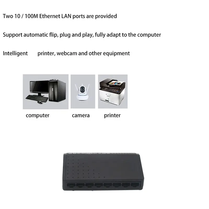 Изысканный-5X 8 портов 6 + 2 коммутатора POE Инжектор питания через сетевую систему Ethernet RJ45 10/100M