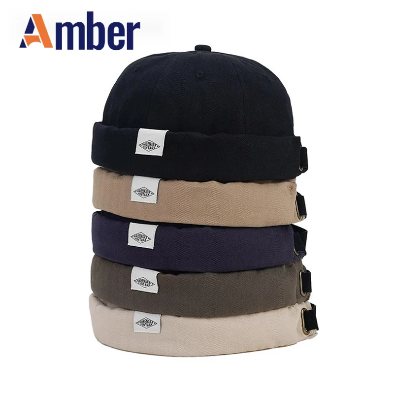 

Amber Docker Cap Without Visor Brimless Caps Beanies Dome For Men Women Soild Color Spring Autumn Hip Hop Streetwear Skullcap