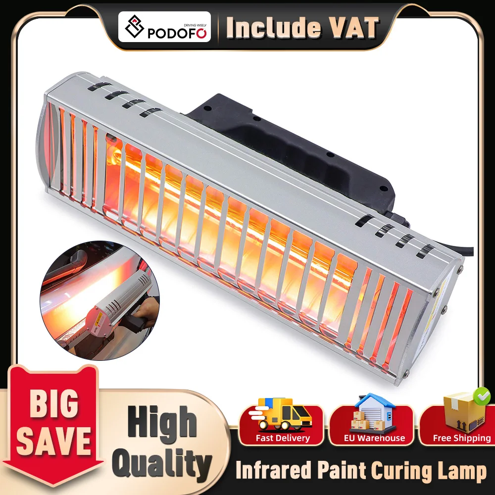 Podofo Handgerät 60-100 ℃ Infrarot-Lacktrockner 1000W Kurzwellen-Infrarot-Wärmelampe Heizlampe für Karosseriereparatur Lacktrockner