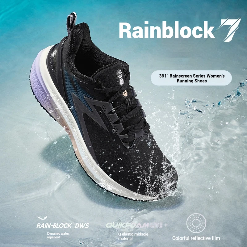 361 Degrees Rainblock 7.0 Women's Running Shoes Comfortable Breathable Lightweight Waterproof Non-Slip Female Sneakers 582342228