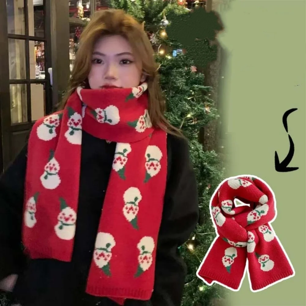 니트 스카프 따뜻한 크리스마스 순록 스카프 목도리 부드러운 크리스마스 선물 결혼식 야외용