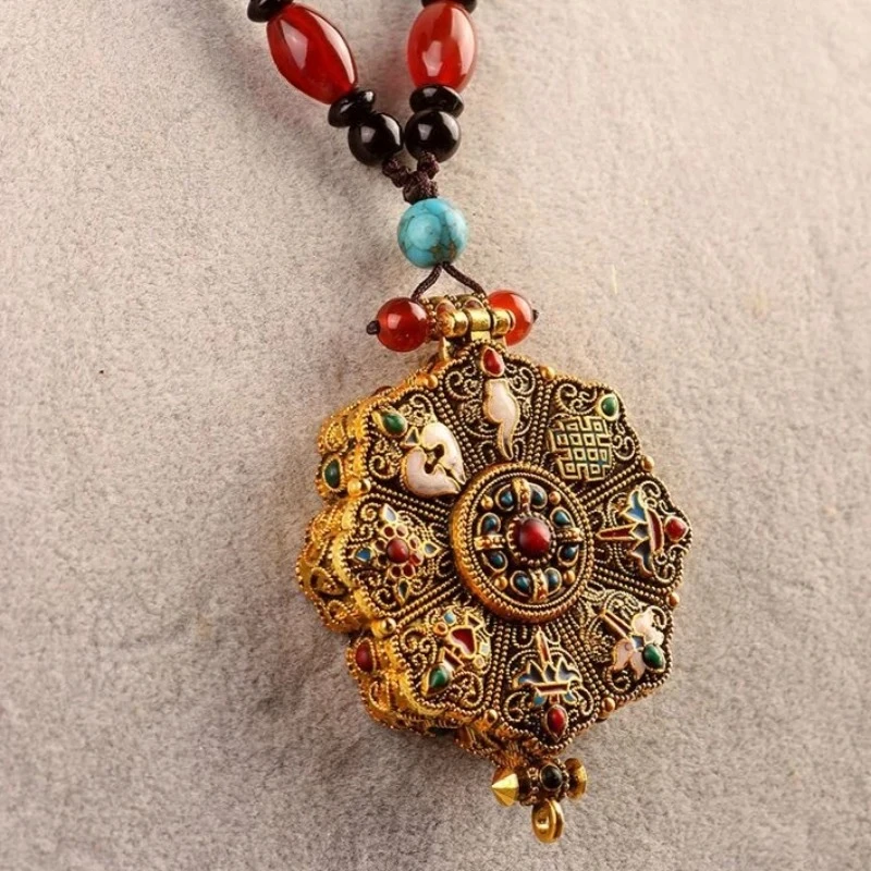 Lucky Lotus Box Can Open Pendant Chinese Alloy Ornament Carry with You Can Store Items Alloy Handicrafts Clothing Accessories