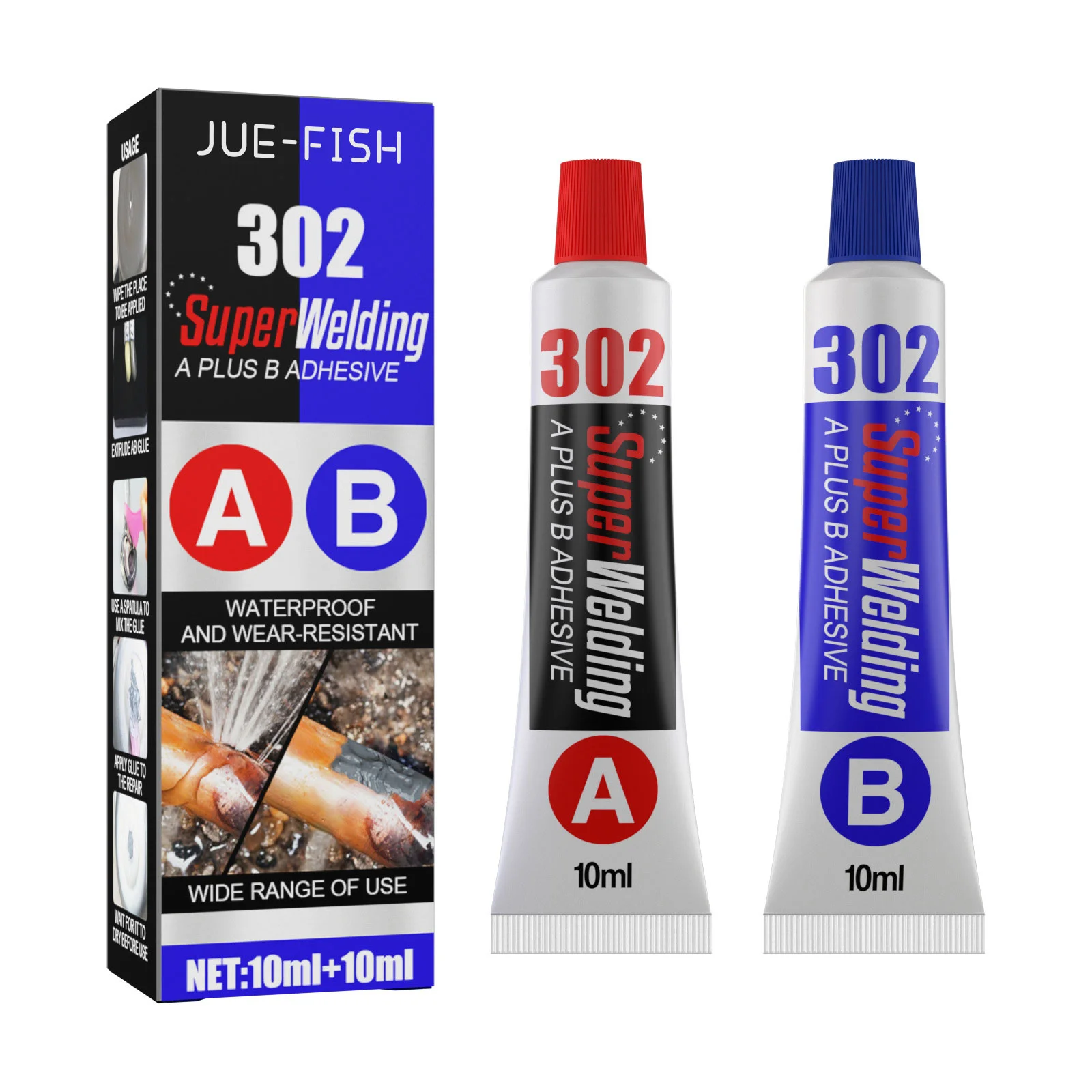 

AB Casting Glue, Fast Drying Metal Tank Repair High Temperature Casting Glue
