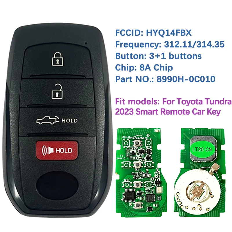 CN007321 Aftermarket Smart Remote Keyless Key 8990H-0C010 FCCID HYQ14FBX 8A/H Chip 315Mhz For Toyota Tundra 2022