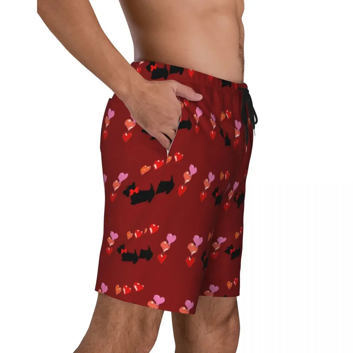 Op Maat Gemaakte Boardshort Heren Sneldrogende Strandkleding Boardshort Scottish Terrier Zwembroek Badpakken