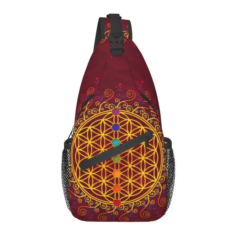 

Buddha Buddhism Flower Of Life Sling Chest Crossbody Bag Men Casual Zen Yoga Meditation Mandala Shoulder Backpack for Hiking