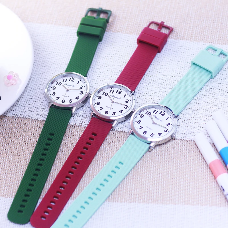 fashion brand hot sale young woman man boys girls silicone strap clear digital quartz wristwatch students exam study watches