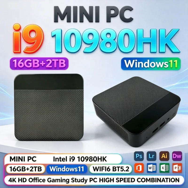 High Performance Energy Saving Mini Gaming PC Intel I9 10980HK Windows11 16GB RAM 1TB/2TB SSD WiFi6 BT5.2 4K Office Desktop Host