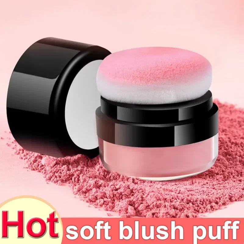 Soft Face Blusher Nourishing Lasting Cheek Contour Peach Blush with Powder Puff and Mirror Lazy Air Cushion Blush Powder Makeup